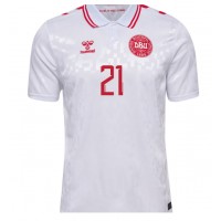 Maglia Calcio Danimarca Morten Hjulmand #21 Seconda Divisa Europei 2024 Manica Corta